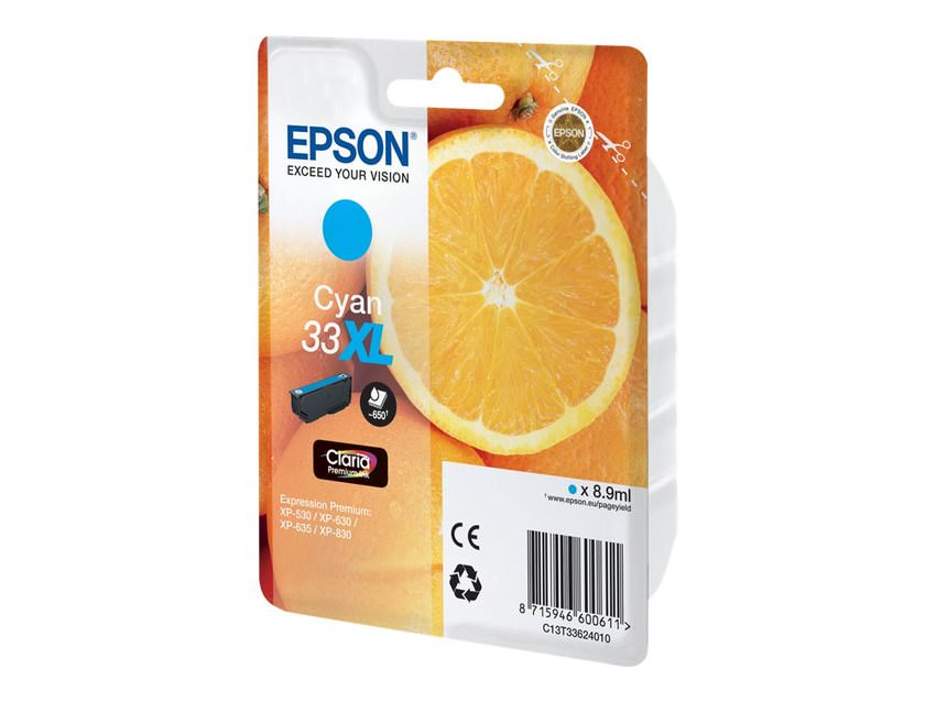 Epson Tinte C13T33624010, 33XL, Cyan, ca. 650 Seiten