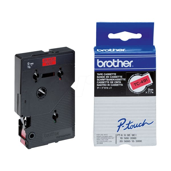 Brother Schriftband TC491 Black/Red - Schriftbänder