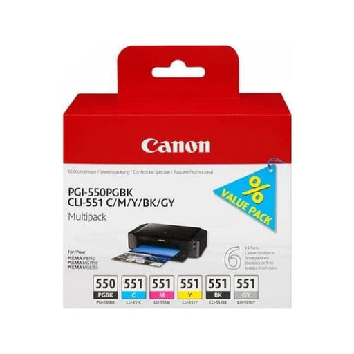 Canon Tinte 6496B005 PGI550CLI551 Black Cyan Magenta Yellow