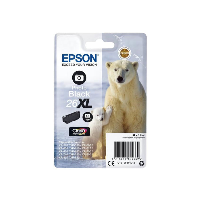 Epson Tinte C13T26314012 26XL Foto-Schwarz ca. 400 Seiten -